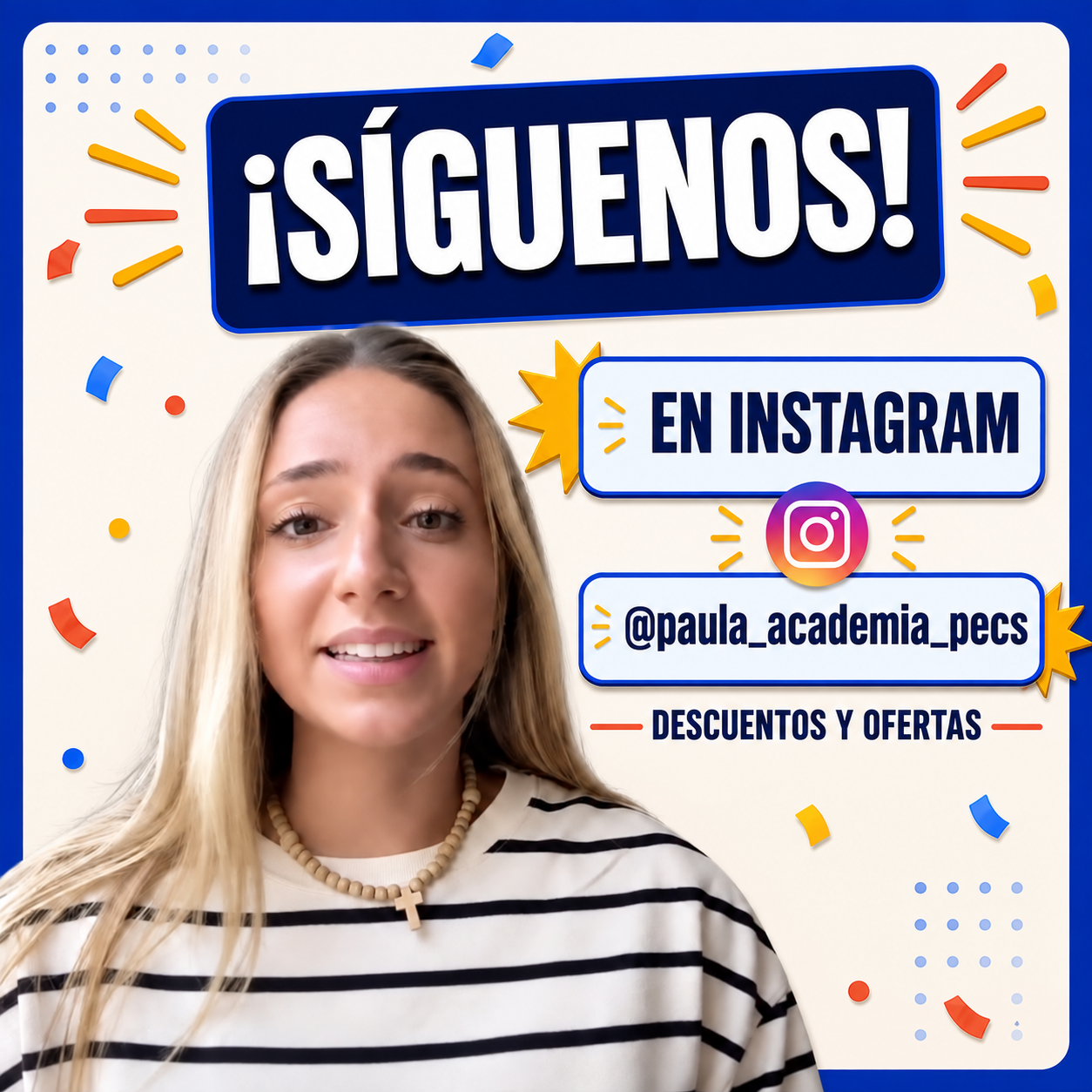 Síguenos en Instagram: @paula_academia_pecs, descuentos y ofertas de Paulacademia